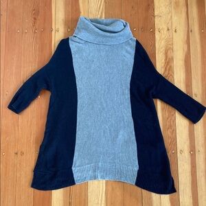 LTD‎ Wool Cashmere Gray and Navy Blue Women's Cowl Neck Sweater Small